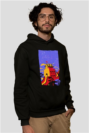 Çin Seddi Siyah Unisex Hoodie