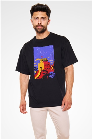 Çin Seddi Siyah Oversize Tişört Oversize T-shirt - TişörtFabrikası