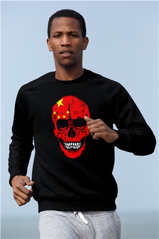 Çin Siyah Unisex Sweatshirt