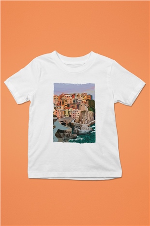 Cinque Terre Beyaz Unisex Çocuk Tişört