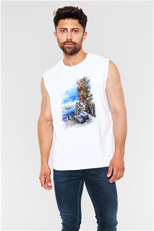 Cinque Terre Beyaz Unisex Kolsuz Tişört