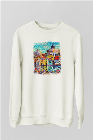Cinque Terre Beyaz Unisex Sweatshirt