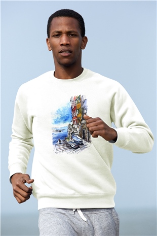 Cinque Terre Beyaz Unisex Sweatshirt