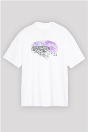 Cinque Terre Beyaz Oversize Tişört Oversize T-shirt - TişörtFabrikası
