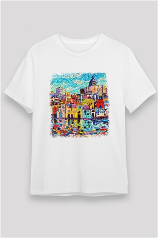 Cinque Terre Beyaz Unisex Tişört T-Shirt - TişörtFabrikası