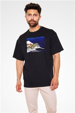 Cinque Terre Siyah Oversize Tişört Oversize T-shirt - TişörtFabrikası