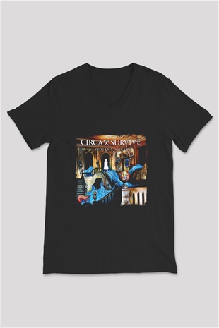 Circa Survive Baskılı Unisex Siyah V Yaka Tişört