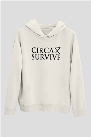 Circa Survive Beyaz Unisex Kapşonlu Sweatshirt