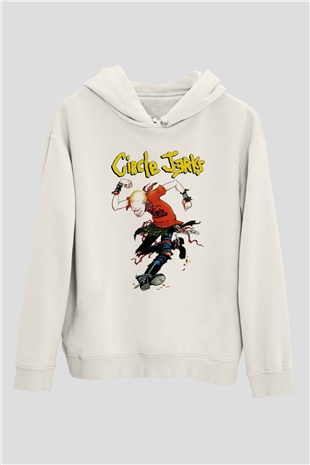 Circle Jerks Beyaz Unisex Kapşonlu Sweatshirt