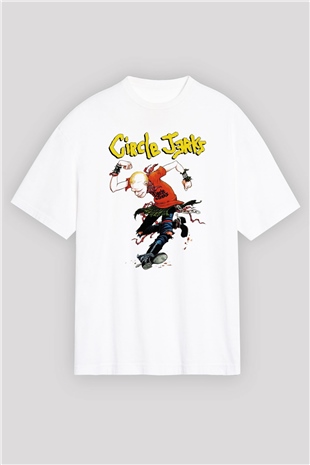 Circle Jerks Beyaz Unisex Oversize Tişört T-Shirt