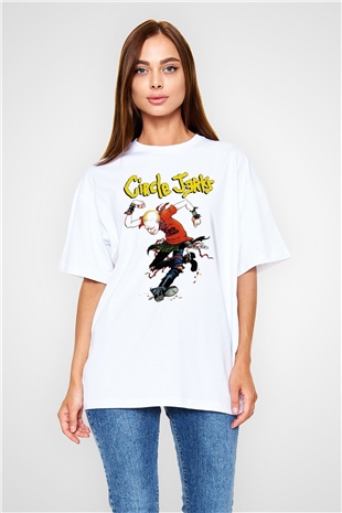 Circle Jerks Beyaz Unisex Oversize Tişört T-Shirt