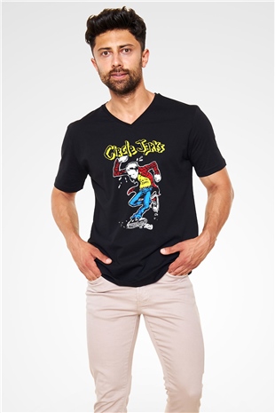 Circle Jerks Siyah Unisex V Yaka Tişört T-Shirt