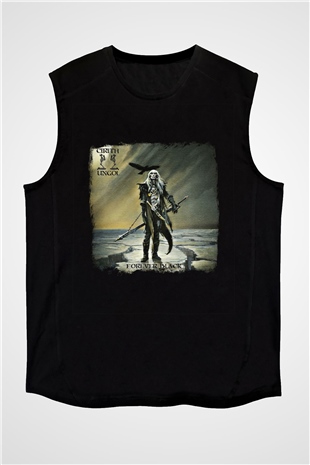 Cirith Ungol Baskılı Unisex Siyah Kolsuz Tişört