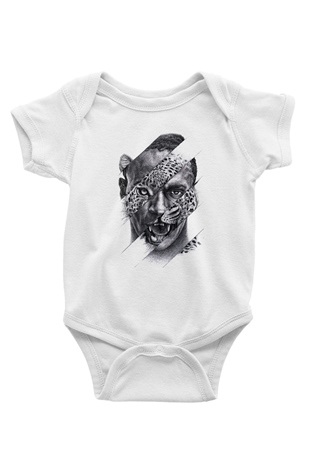 Çita Baskılı Beyaz Unisex Bebek Body - Zıbın