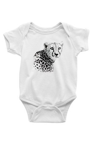 Çita Baskılı Beyaz Unisex Bebek Body - Zıbın