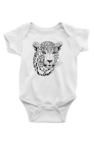 Çita Baskılı Beyaz Unisex Bebek Body - Zıbın