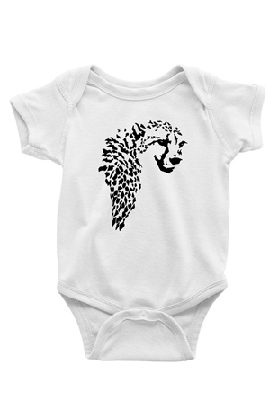 Çita Baskılı Beyaz Unisex Bebek Body - Zıbın