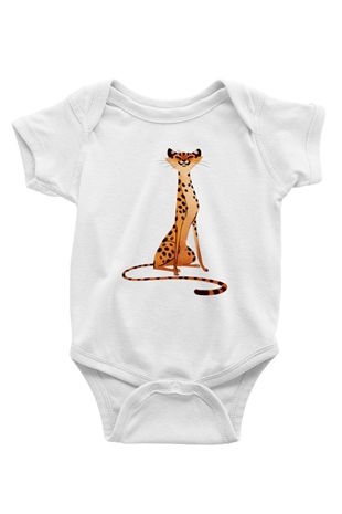 Çita Baskılı Beyaz Unisex Bebek Body - Zıbın