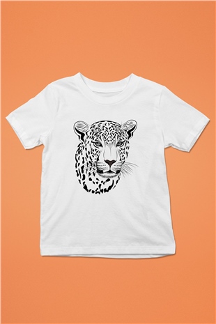 Çita Baskılı Beyaz Unisex Çocuk Tişört