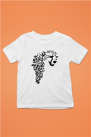 Çita Baskılı Beyaz Unisex Çocuk Tişört
