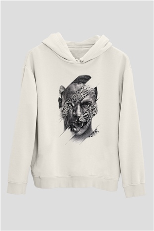 Çita Beyaz Unisex Kapşonlu Sweatshirt