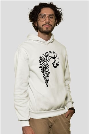 Çita Beyaz Unisex Kapşonlu Sweatshirt