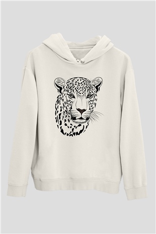 Çita Beyaz Unisex Kapşonlu Sweatshirt