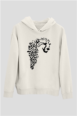 Çita Beyaz Unisex Kapşonlu Sweatshirt