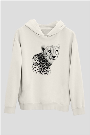 Çita Beyaz Unisex Kapşonlu Sweatshirt