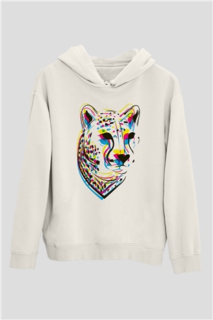 Çita Beyaz Unisex Kapşonlu Sweatshirt