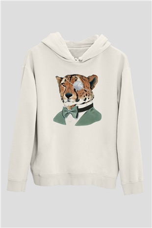 Çita Beyaz Unisex Kapşonlu Sweatshirt