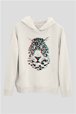 Çita Beyaz Unisex Kapüşonlu Sweatshirt