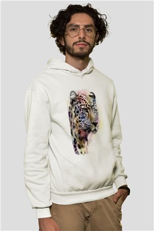 Çita Beyaz Unisex Kapüşonlu Sweatshirt