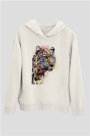 Çita Beyaz Unisex Kapüşonlu Sweatshirt