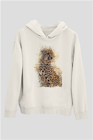 Çita Beyaz Unisex Kapüşonlu Sweatshirt