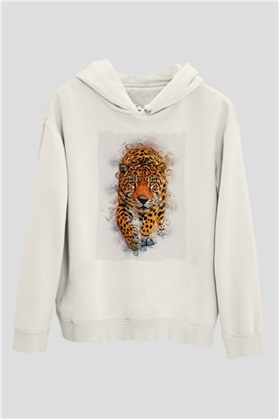 Çita Beyaz Unisex Kapüşonlu Sweatshirt