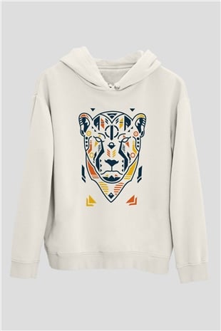 Çita Beyaz Unisex Kapüşonlu Sweatshirt