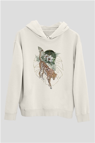 Çita Beyaz Unisex Kapüşonlu Sweatshirt