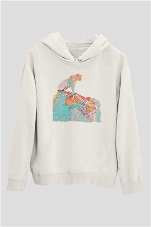 Çita Beyaz Unisex Kapüşonlu Sweatshirt