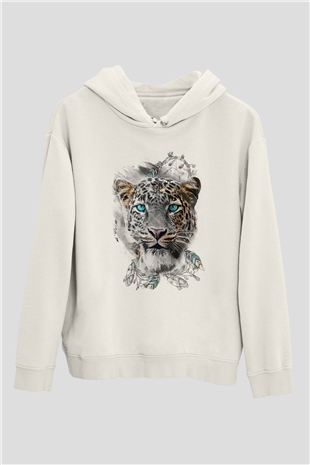 Çita Beyaz Unisex Kapüşonlu Sweatshirt