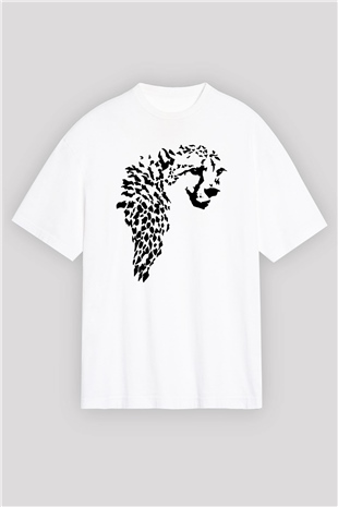 Çita Beyaz Unisex Oversize Tişört T-Shirt