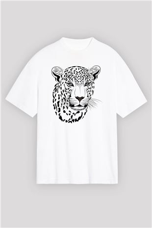 Çita Beyaz Unisex Oversize Tişört T-Shirt