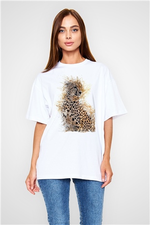 Çita Beyaz Oversize Tişört Oversize T-shirt - TişörtFabrikası