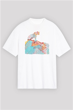 Çita Beyaz Oversize Tişört Oversize T-shirt - TişörtFabrikası