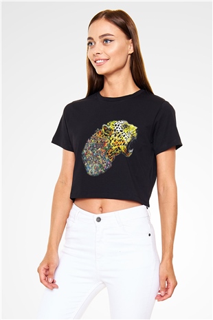 Çita Siyah Crop Top Tişört