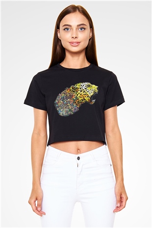 Çita Siyah Crop Top Tişört