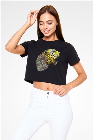 Çita Siyah Crop Top Tişört