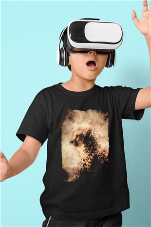 Çita Siyah Unisex Çocuk Tişört