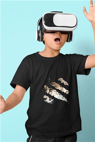 Çita Siyah Unisex Çocuk Tişört