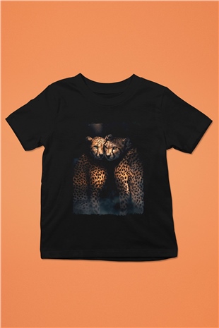 Çita Siyah Unisex Çocuk Tişört